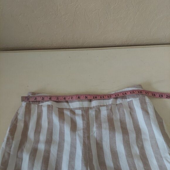A New Day Large Beige Striped Linen Blend Pull-On Shorts Sz Large - Picture 6 of 9